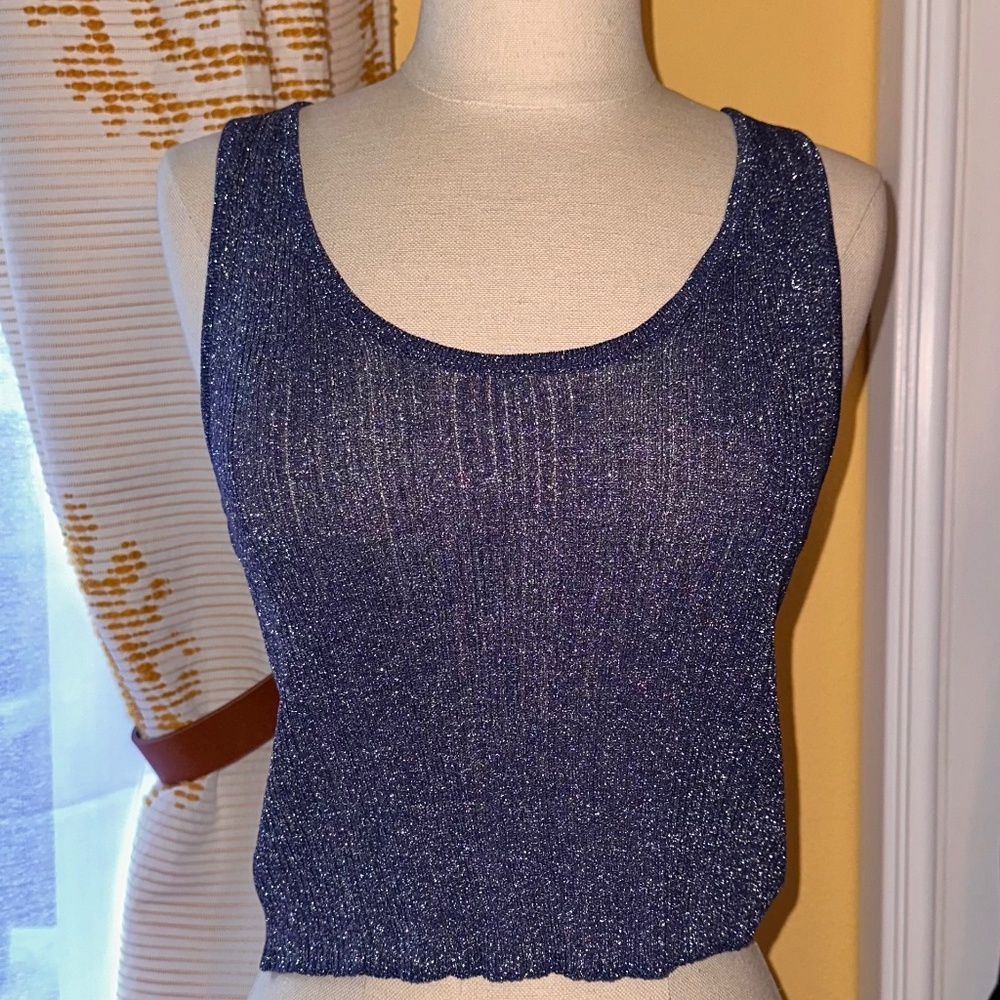 NWT House of Harlow 1960 Shimmering Sleeveless Scoop Neck Tank Top